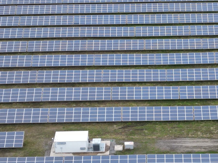 Rows of modules on fixed-tilt ground mounting